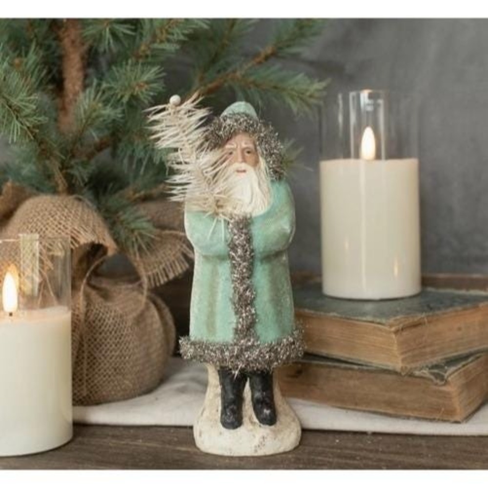 Ragon House Christmas 8" Soft Blue Velvet‎ Belsnickle Santa Figurine Winter NEW